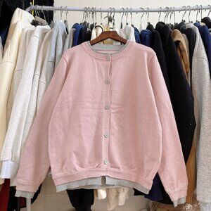 Soft Pink Knit Cardigan Button Front Sweater